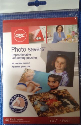 NEW Pack of 5 Repositionable Self Laminating Sheets  Photo Saver (5&#034; X 7&#034;)