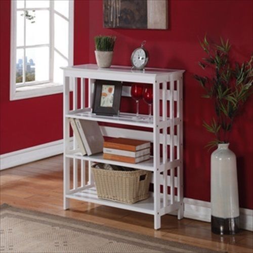 White wood 4 tier bookshelf bookcase display cabinet - brand new item for sale