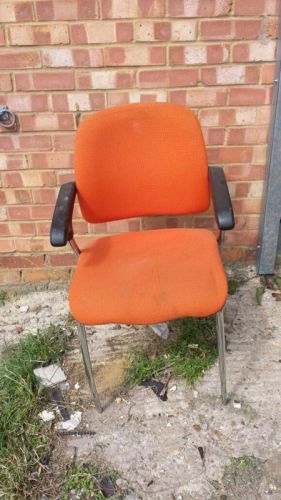 Orange coloured chrome office chairs (x4) for sale