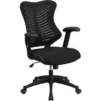 Flash Furniture BL-ZP-806-BK-GG High-Back Mesh Chair with Nylon Base Black