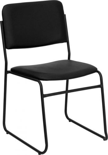 Lot of 10 black vinyl stack side guest chairs for sale