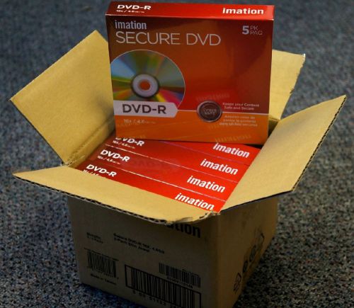25 Discs (5 x 5pk) DVD-R 16x 4.6GB Slim Jewel Imation Secure EncryptDisc Lite