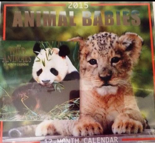 2015 12-Month Animal Babies Calendar W/Mini Calendar. Free Shipping!