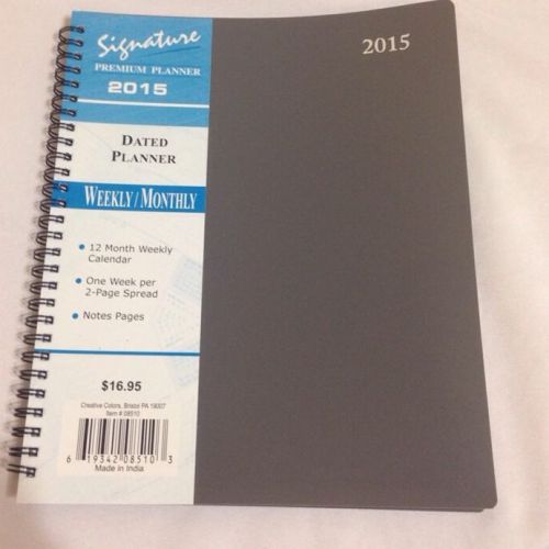 2015 Signature Series Dated Day Planner Calendar Weekly MONTHLY 8X10 GRAY GREY