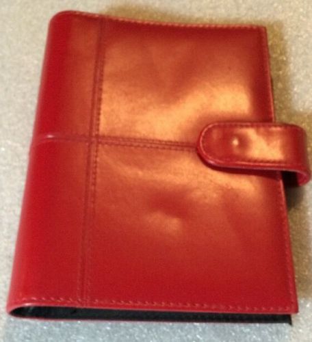 Compact Red Faux Leather Day Planner 1&#034; Rings