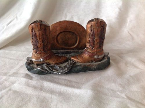 Western Cowboy Boots With Cowboy Hat Business Card Holder