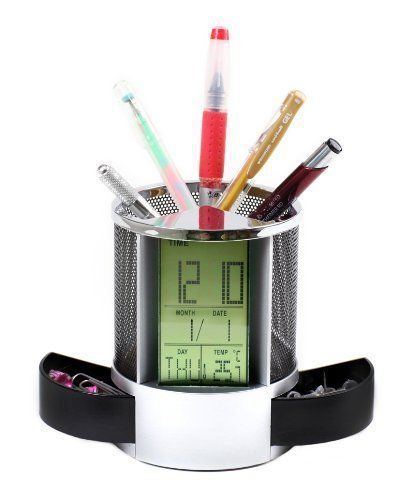 multifunctional Pen Holder with Alarm/Date/Clock/Temperature/Timer  Durable New