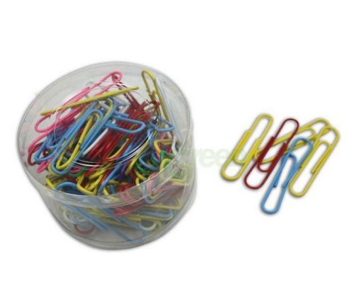 Paper Clips &amp; Pins Vinyl Coated Multi Color  29mm Office Stationery 100 Pcs