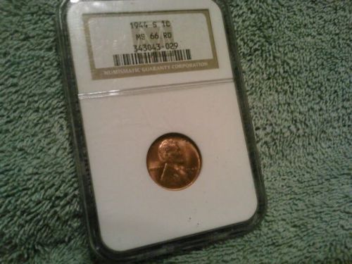 US 1944 S UNC BU Graded NGC MS66 Red Wheat Cent very RARE penny