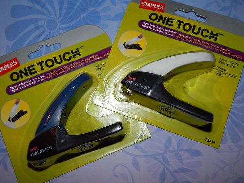 LOT 2 small Staples ONE TOUCH Staple REMOVER Puller white blue office desk NEW