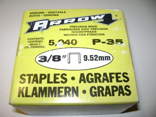 VINTAGE ARROW P-35 3/8&#034; STAPLES 5040 COUNT BOX MADE IN THE USA