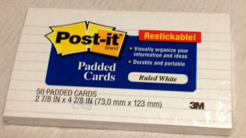 Post-it Restickable Ruled Cards (50) New!!!