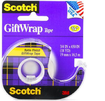3M 6Pk Scotch, 3/4&#034; x 650&#034;, #15 Gift Wrap Tape Roll In Dispenser