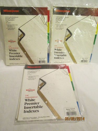 Wilson Jones Gold Double-Reinforced White Premier Insertable Indexes Lot of (3)