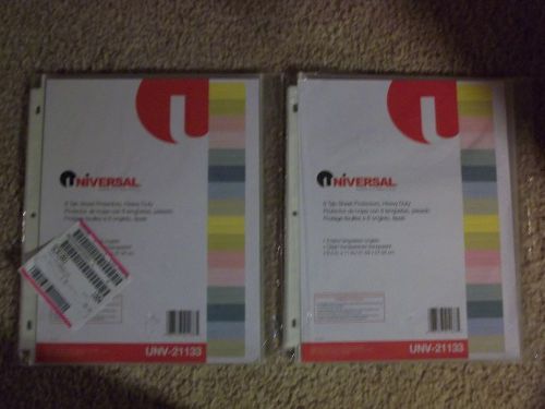 Universal Lot of 2 packages qty8 eachTab Sheet Protectors NEW UNV-21133 16 total