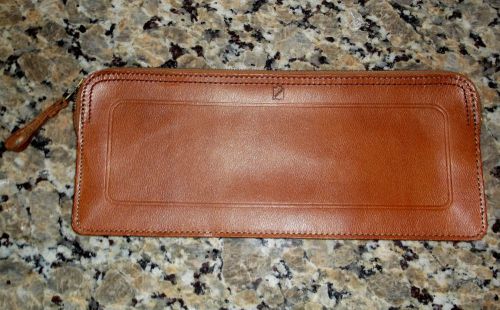 Rare Vtg Rind Hide Leather Zippered Money Bag / Document Case Holder