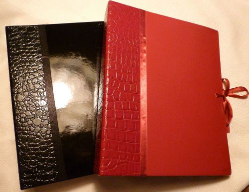 Expanding Accordian 12-Pocket File Folder - Red &amp; Black Set - Ribbon Tie - NEW