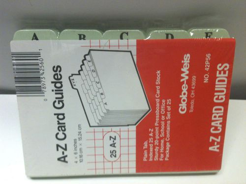 Globe-Weis 4 x 6 Card Guides 25 A-Z  #42P56 = NIP