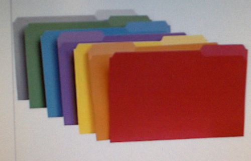 Quill 1/3-cut letter-size file folders; assorted colors -  (5 boxes of 100) case for sale