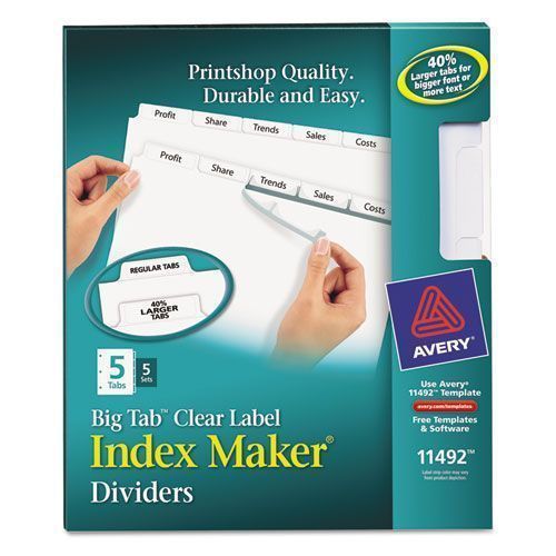 AVERY 11492 INDEX MAKER W/ BIG TAB LTR SIZE WHITE 5 SETS/PACK