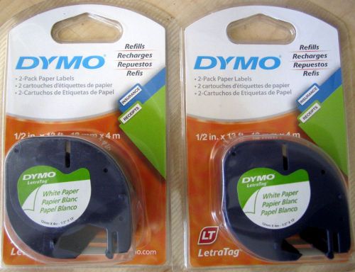 Dymo 10697 1/2 in X 13 ft Letratag White Paper Tape 2 Packages