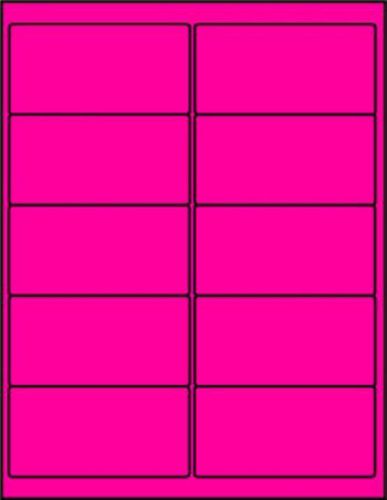 1000 Laser Labels 2 x 4&#034;  Fluorescent Pink 5163 Format 30/page