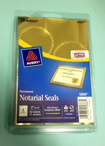 Avery 5868 Notorial Gold Seals New Pack 44 Labels Print Or Write On Them !!