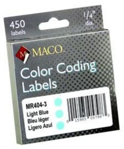 Chartpak Color Coding Labels 1/4&#039;&#039; Diameter Permanent 450 Count Light Blue