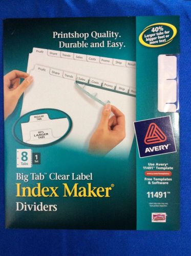 Avery® Big Tab™ Index Maker® Clear Label Dividers 11491, 8-Tab, 1 Set, White