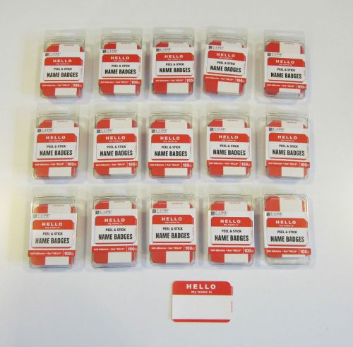 1500 RED &#034;HELLO MY NAME IS&#034; NAME TAGS LABELS BADGES STICKERS PEEL STICK ADHESIVE