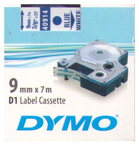 Dymo D1 Label Cassette - 9mm x 7m - 40914 BLUE on WHITE