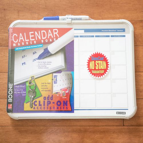 NEW Dry Erase Calendar Board w/ Fine Tip Marker (14x11&#034;) **Glass Coat No Stain**