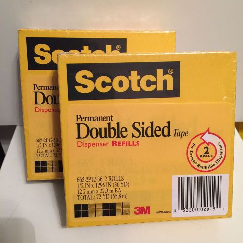 4 pack! Scotch Double Sided Tape 665 2P12 36 1/2 Inch X 1296 Inches