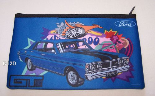 Ford Falcon XY GT Super Roo Blue Printed Neoprene Zip Up Pencil Case New