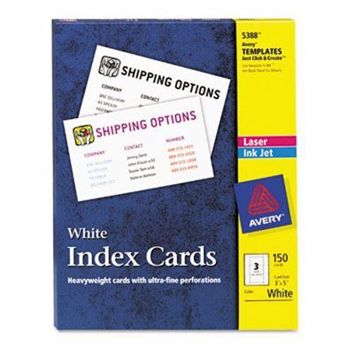 Avery Laser/Inkjet Unruled Index Cards, 3 x 5, White, 150/Box (AVE5388)