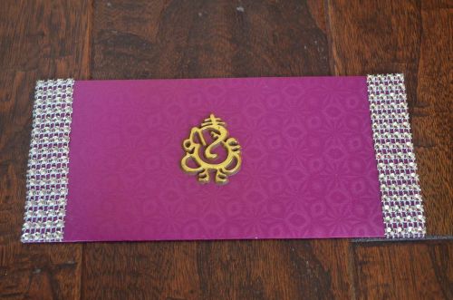 Purple and gold Ganesh designed money holder / letter envelopes (5 pieces)