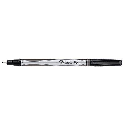 Permanent Pen, Stick, Fine, Black, PK 12 1742663