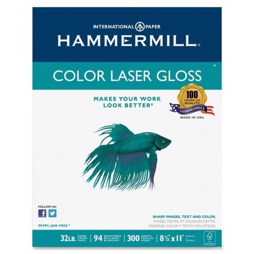 Lot of 8 hammermill laser paper -letter-32 lb - glossy -94 brt- 300/pack-white for sale