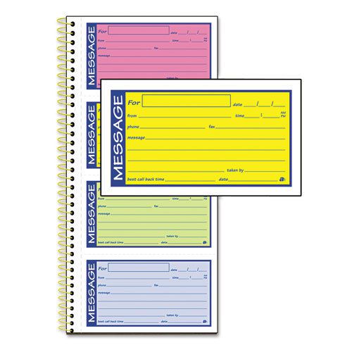 Adams Wirebound Telephone Message Book, Two-Part Carbonless, 200 Forms