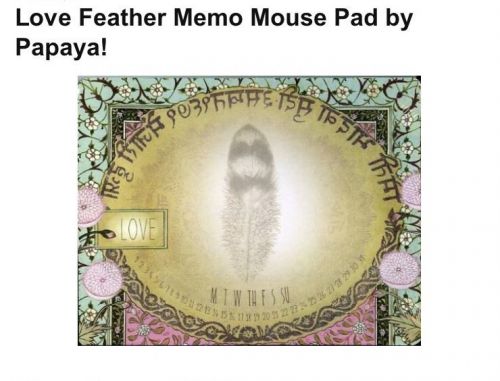 PAPAYA! Papaya Art Fashion Mouse Memo Pad Decorative Notes &#034;LOVE FEATHER&#034; NEW