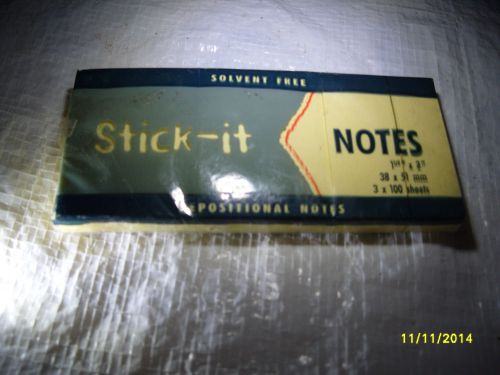 STICK-IT. Post-it Note 38x51mmYellow . 3 IN A  PACK.  (3 X 100 Sheets.)