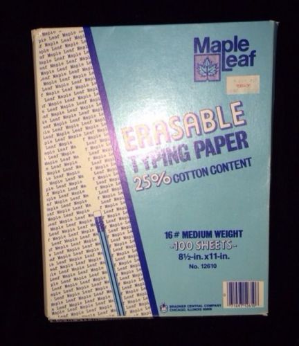 Maple Leaf Erasable Bond Typing Paper 56 Sheets 25% Cotton 16 Lb Med Weight