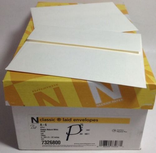Neenah Classic Laid Finish Natural White Sub 75 A-6 Envelopes 136/250 FREE SHIP
