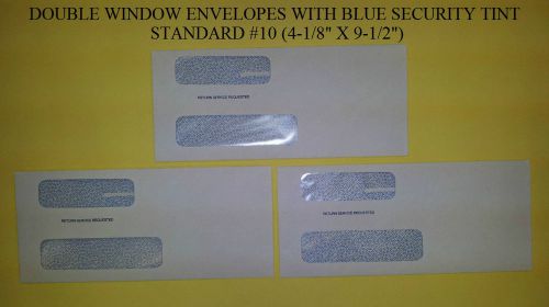 DOUBLE WINDOW ENVELOPES WITH BLUE SECURITY TINT -  $10 / LOT OF 100 !!!!