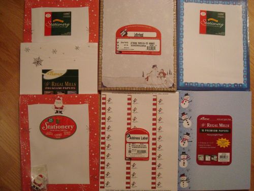 7 pkgs christmas winter paper labels stationary santa snowmen snowflakes 265+ for sale