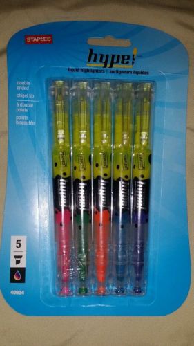 Staples® Hype!™ Liquid Highlighters, Assorted, 5/Pack