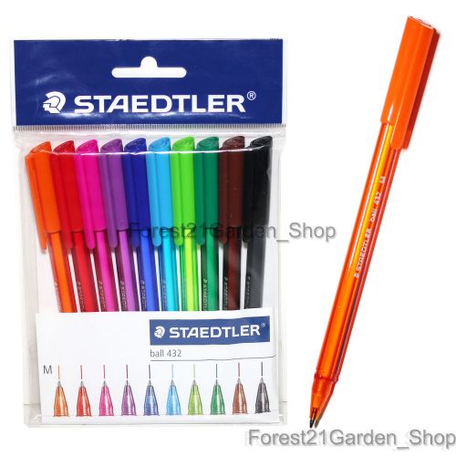 X10 staedtler 43235mpb10 triangular rainbow ball point pen -  pack of 10 for sale