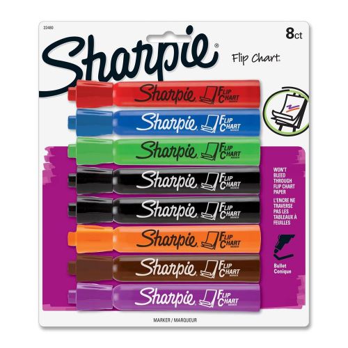 8 pack sharpie flip chart markers, assorted colors, bullet tip, ships free in us for sale