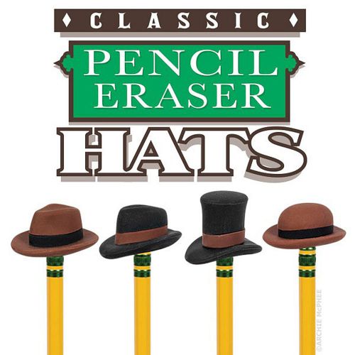 Classic Pencil Eraser Hats Topper Novelty Office School Supplies Set Of 4