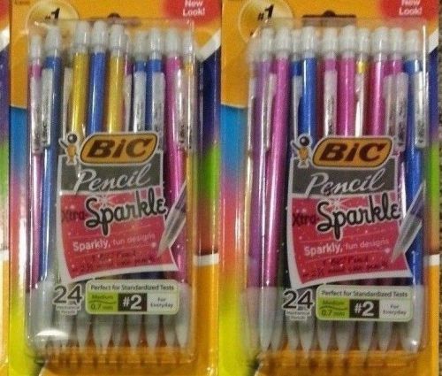 2 X Bic Mechanical Pencil Xtra Sparkle 0.7mm 24-pack HB #2 ( Lot of 2 )
